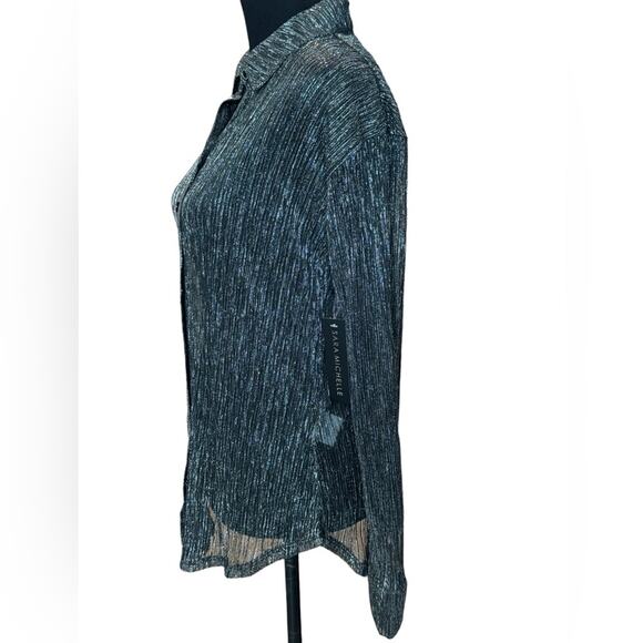 New ~ SARA MICHELLE ~ Long Sleeve Button Down Blouse Top Size M - Picture 2 of 7